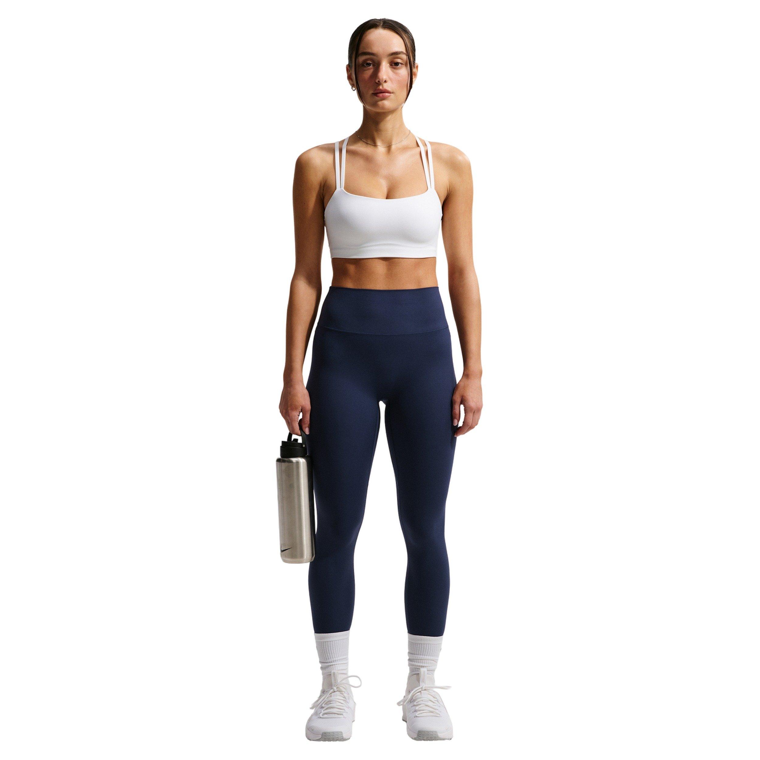 Nike Women's Zenvy High-Waisted 7/8 Leggings with No Front Seam - NAVY/WHITE
